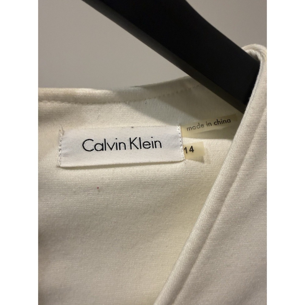 Calvin Klein Size 14 Colorblock Sheath Dress Blue White Black Career Cocktail - Picture 4 of 6